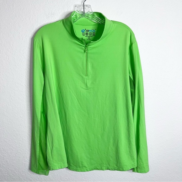 Ibkul Top Women XXL Shirt Vented Mesh Arms Green Long Sleeve Golf V - Picture 1 of 7